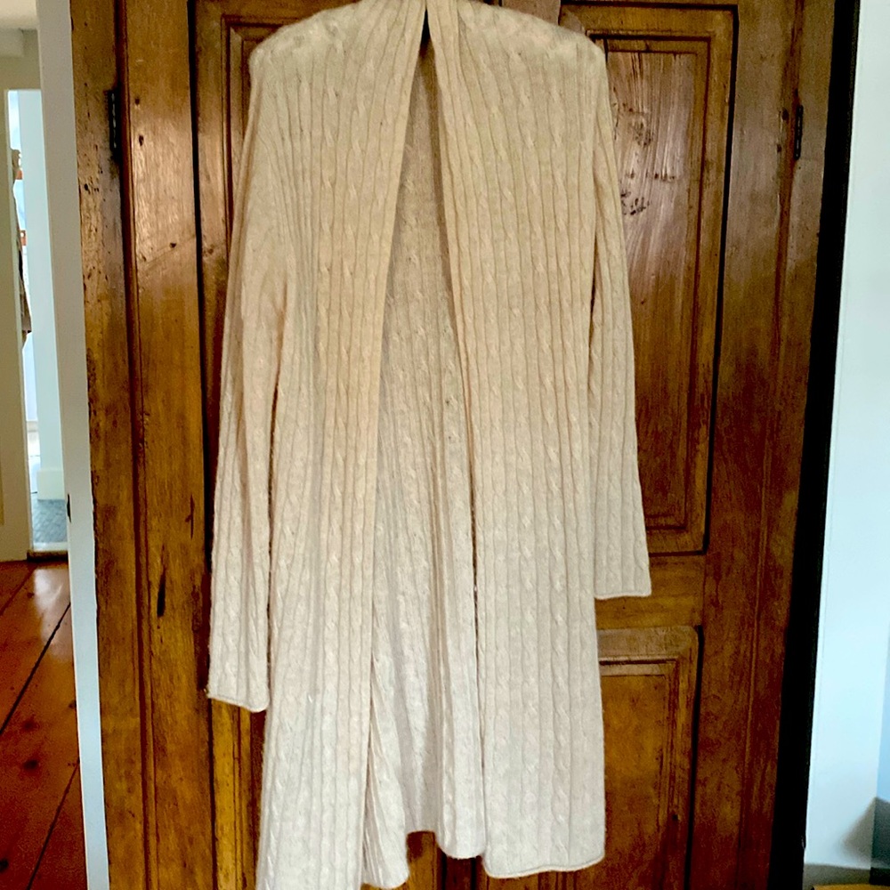 Cashmere cable knit duster.